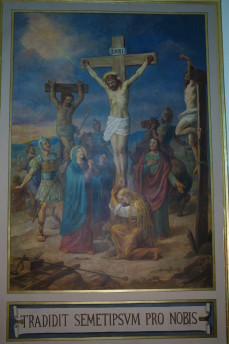 Restauro conservativo del dipinto murale “La Crocifissione” autore Natale Penati Cattedrale di Manfredonia