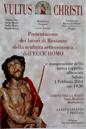 Presentazione lavori di restauro scultura lignea raff. Ecce Homo Chiesa Stella Maris Manfredonia -Foggia-